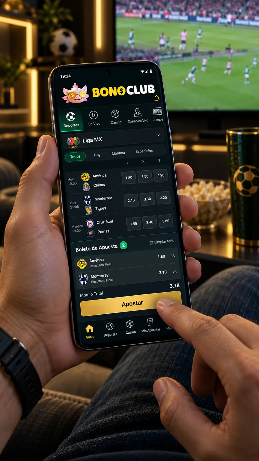 Partido de Liga MX en celular
