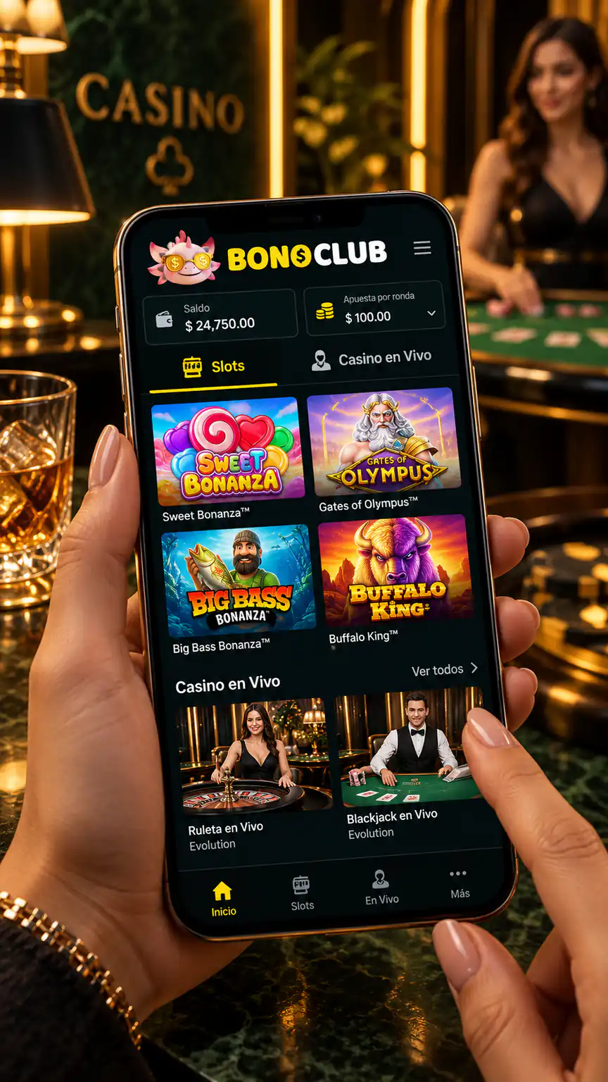 Casino móvil con juegos en vivo
